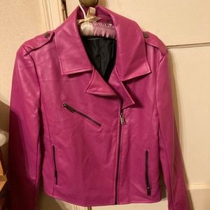 A beautiful Pink leather jacket never worn my sister who passed away just got it